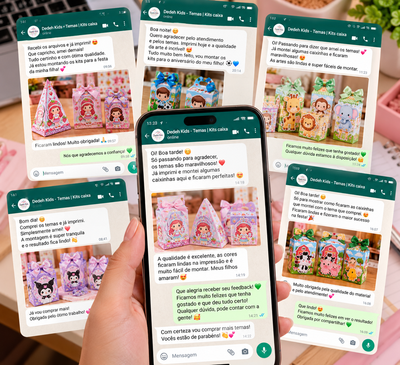 Várias conversas de clientes satisfeitos com os moldes